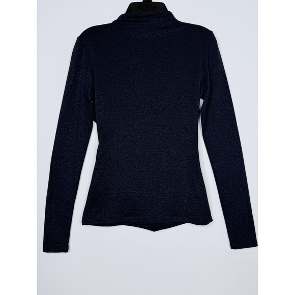 ENZA COSTA Jersey Twist Top Glitter Metallic Navy Blue Womens Size Small - Picture 4 of 6